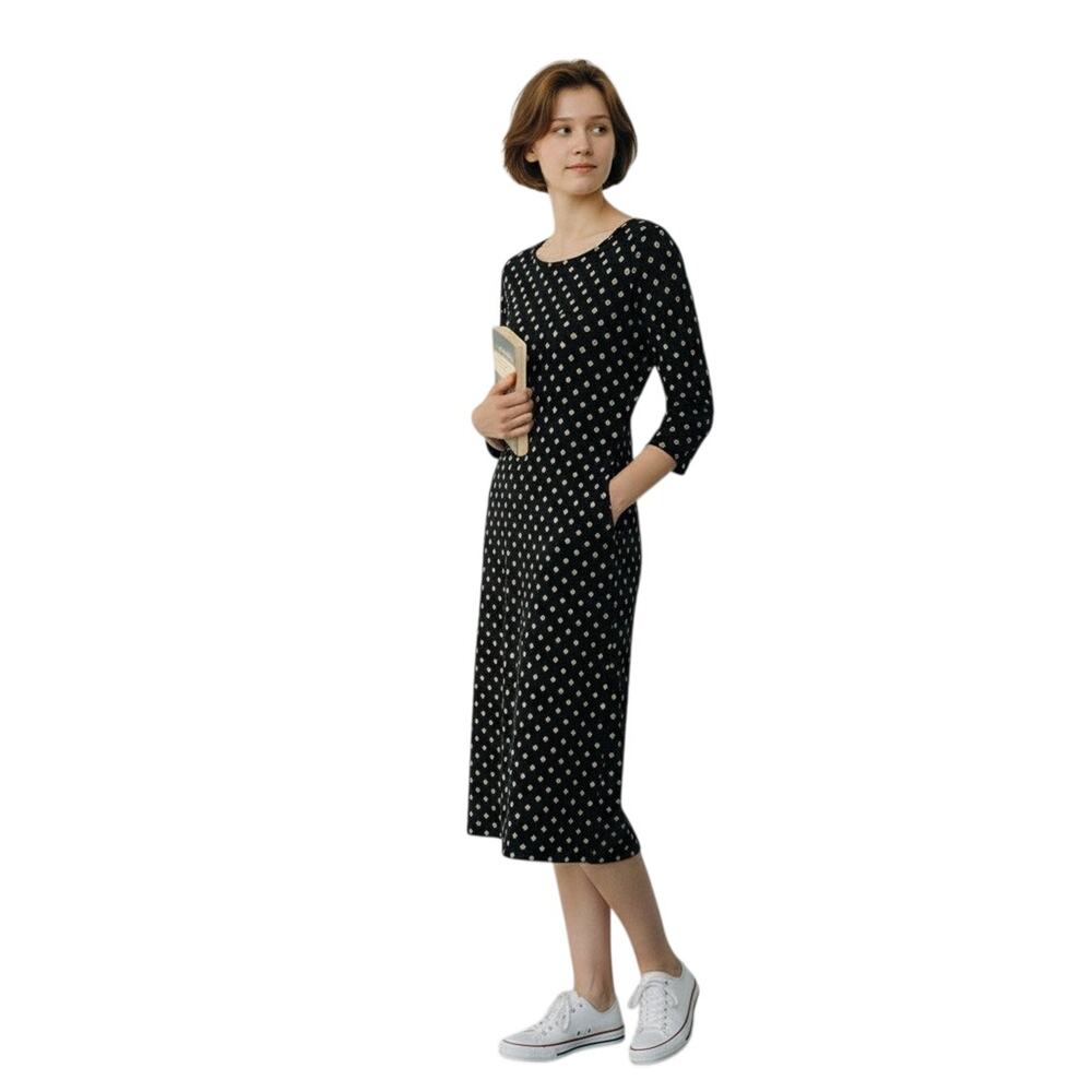 J. Jill Dress Women’s Small Black Multi-Color Print Long Sleeve Career Workwear